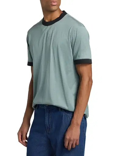Emporio Armani Men's Contrast-Trim Jersey T-Shirt - Teal Navy | Thumbnail 4