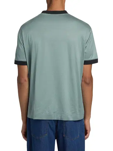 Emporio Armani Men's Contrast-Trim Jersey T-Shirt - Teal Navy | Thumbnail 5