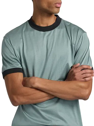 Emporio Armani Men's Contrast-Trim Jersey T-Shirt - Teal Navy | Thumbnail 6