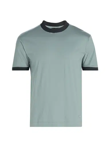 Emporio Armani Men's Contrast-Trim Jersey T-Shirt - Teal Navy | Thumbnail 1
