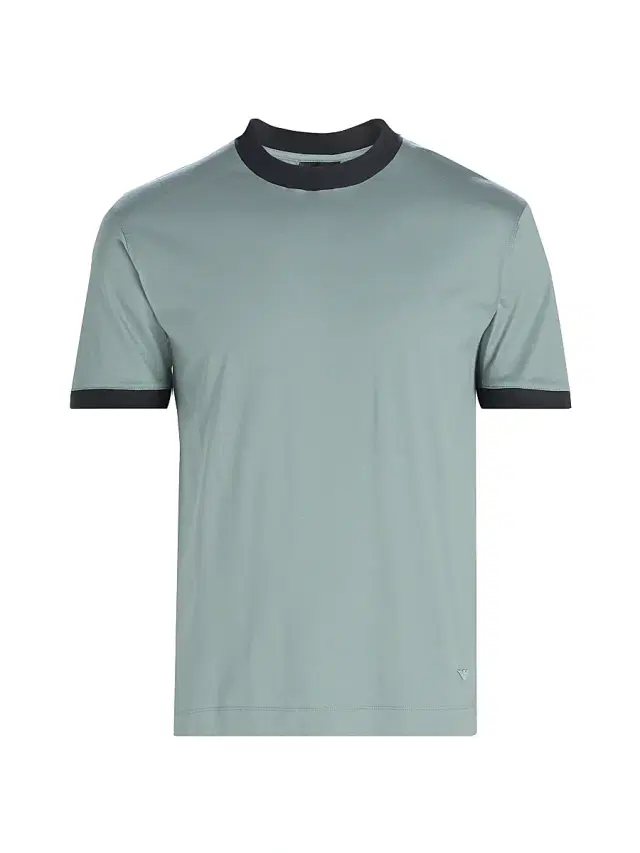 Emporio Armani Men's Contrast-Trim Jersey T-Shirt - Teal Navy