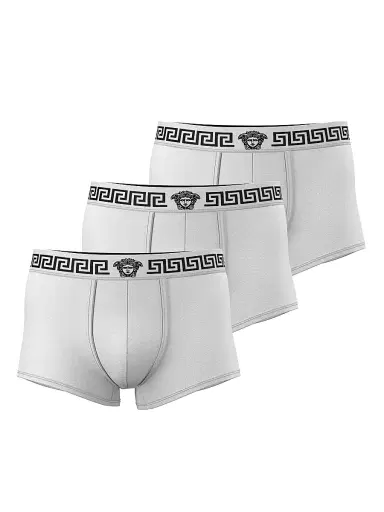 Versace Men's 3-Pack Greca Medusa Head Cotton Jersey Trunk Briefs - Optical White - Size XL | Thumbnail 1 Versace Men's 3-Pack Greca Medusa Head Cotton Jersey Trunk Briefs - Optical White - Size XL | Thumbnail 1