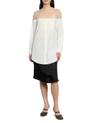 MM6 MAISON MARGIELA Women's Illusion Oversized Cotton Shirt | Thumbnail 2