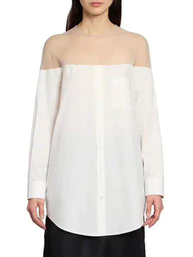 MM6 MAISON MARGIELA Women's Illusion Oversized Cotton Shirt | Thumbnail 3