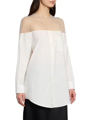 MM6 MAISON MARGIELA Women's Illusion Oversized Cotton Shirt | Thumbnail 4