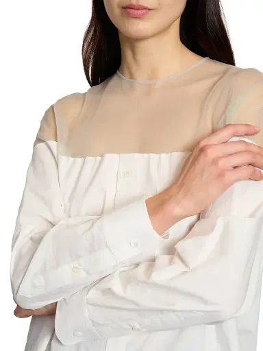 MM6 MAISON MARGIELA Women's Illusion Oversized Cotton Shirt | Thumbnail 6