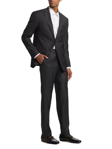 Emporio Armani Men's G-Line Super 130s Wool Two-Button Slim-Fit Suit - Charcoal | Thumbnail 4 Emporio Armani Men's G-Line Super 130s Wool Two-Button Slim-Fit Suit - Charcoal | Thumbnail 4