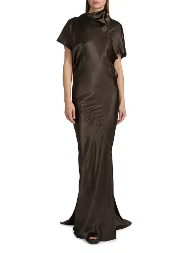 Rick Owens Women's Temple Seb Satin Draped Gown - Dark Dust - Size 2 | Thumbnail 2 Rick Owens Women's Temple Seb Satin Draped Gown - Dark Dust - Size 2 | Thumbnail 2
