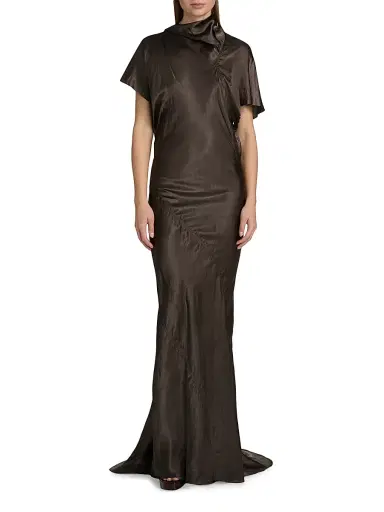 Rick Owens Women's Temple Seb Satin Draped Gown - Dark Dust - Size 2 | Thumbnail 3 Rick Owens Women's Temple Seb Satin Draped Gown - Dark Dust - Size 2 | Thumbnail 3