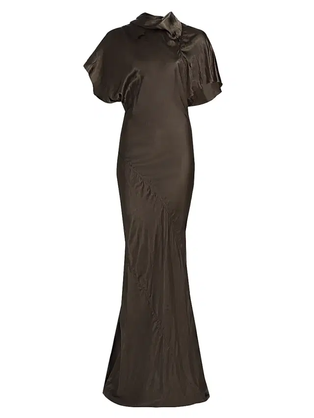 Rick Owens Women's Temple Seb Satin Draped Gown - Dark Dust