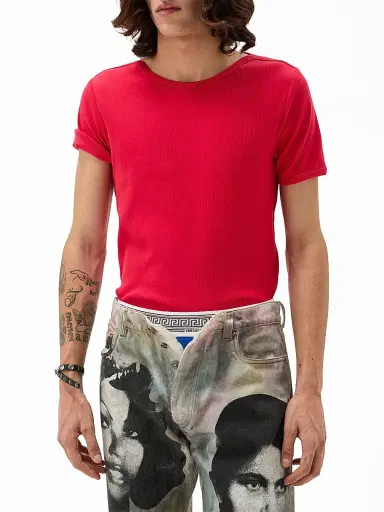 Versace Men's Stretch-Cotton T-Shirt - Bright Red - Size XL | Thumbnail 2