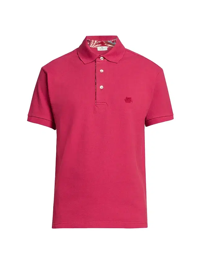 Etro Men's Piqué Cotton Polo Top - Dark Red