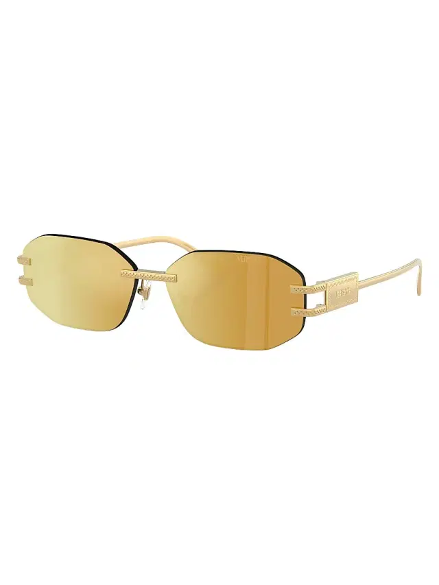 Versace Women's Damier Plaque 58MM Oval Sunglasses - Gold