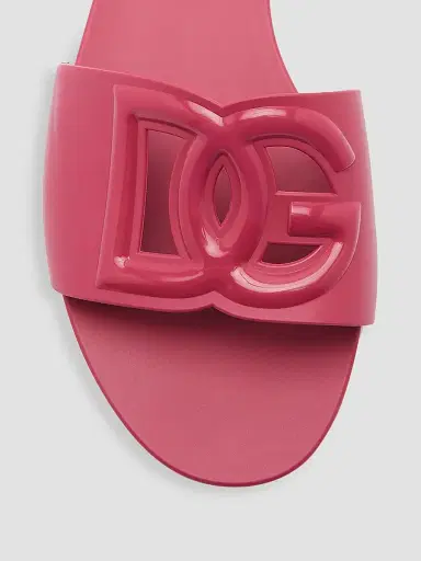 Dolce & Gabbana Women's Interlock Logo Rubber Slides - Fuschia - Size 9 Sandals | Thumbnail 4 Dolce & Gabbana Women's Interlock Logo Rubber Slides - Fuschia - Size 9 Sandals | Thumbnail 4