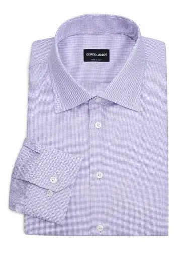 Giorgio Armani Men's Houndstooth Dress Shirt - Lavender - Size 15.5 | Thumbnail 1 Giorgio Armani Men's Houndstooth Dress Shirt - Lavender - Size 15.5 | Thumbnail 1