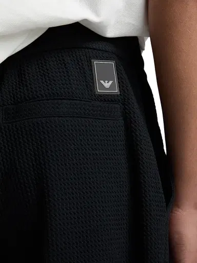 Emporio Armani Men's Textured Jersey Jogger Pants - Iconic Blue Navy | Thumbnail 6