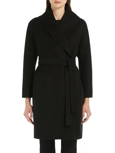 Max Mara Women's Double Faced Wool Robe Coat - Black - Size 4 | Thumbnail 2 Max Mara Women's Double Faced Wool Robe Coat - Black - Size 4 | Thumbnail 2
