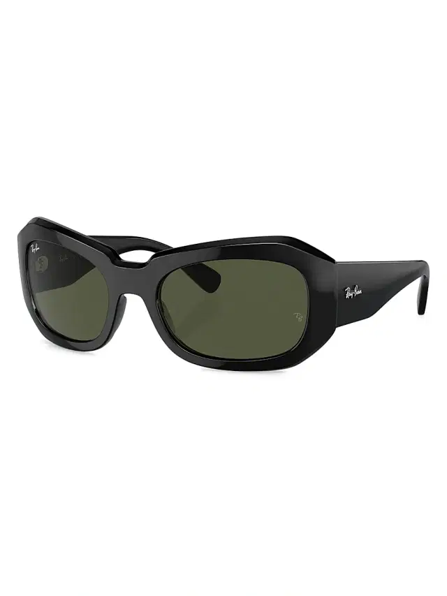 Ray-Ban Women's Beate Pillow 56MM Wrap Sunglasses - Black Dark Green