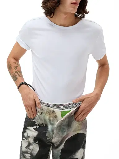 Versace Men's Short-Sleeve Cotton Jersey T-Shirt - Optical White - Size XL | Thumbnail 2 Versace Men's Short-Sleeve Cotton Jersey T-Shirt - Optical White - Size XL | Thumbnail 2