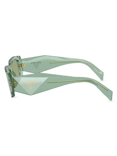 Prada Women's 49MM Rectangle Sunglasses - Translucent Teal Green | Thumbnail 3 Prada Women's 49MM Rectangle Sunglasses - Translucent Teal Green | Thumbnail 3