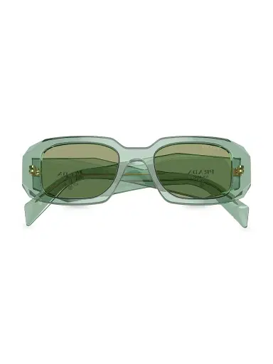 Prada Women's 49MM Rectangle Sunglasses - Translucent Teal Green | Thumbnail 5 Prada Women's 49MM Rectangle Sunglasses - Translucent Teal Green | Thumbnail 5