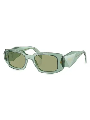 Prada Women's 49MM Rectangle Sunglasses - Translucent Teal Green | Thumbnail 1 Prada Women's 49MM Rectangle Sunglasses - Translucent Teal Green | Thumbnail 1