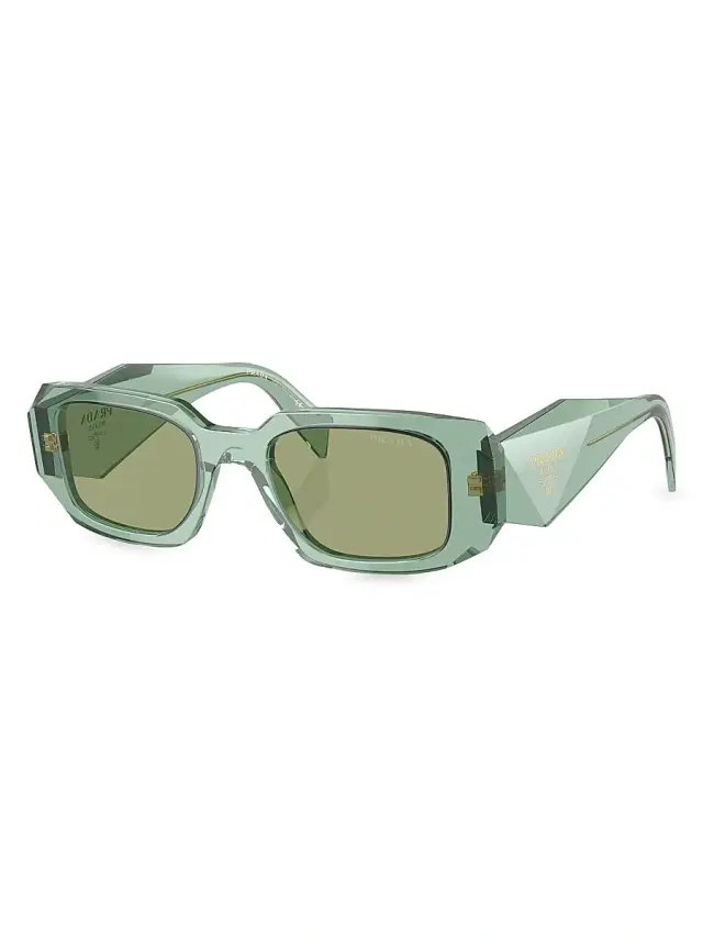 Prada Women's 49MM Rectangle Sunglasses - Translucent Teal Green