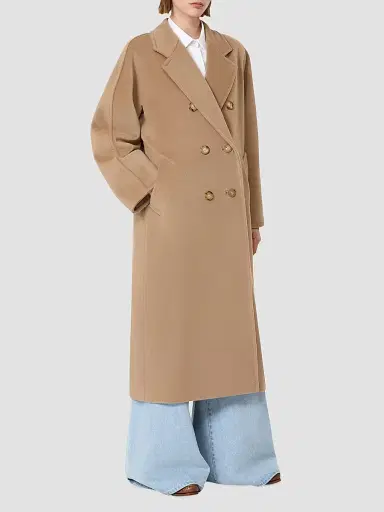 Max Mara Women's 101801 Icon Madame Wool Cashmere Double-Breasted Coat - Camel | Thumbnail 3
