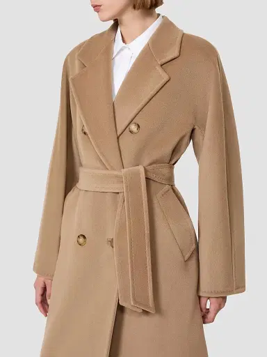 Max Mara Women's 101801 Icon Madame Wool Cashmere Double-Breasted Coat - Camel | Thumbnail 6