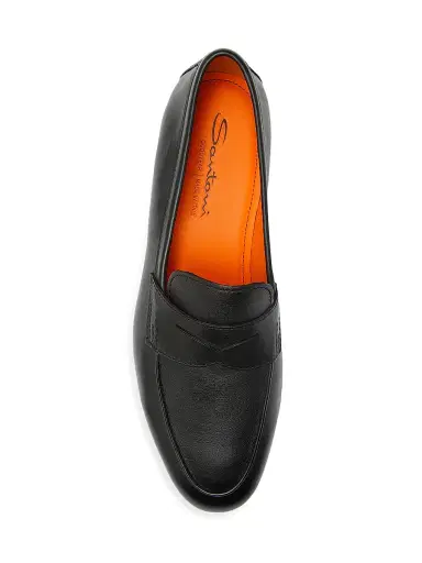 Santoni Men's Leather Penny Loafers - Black - Size 13 | Thumbnail 3