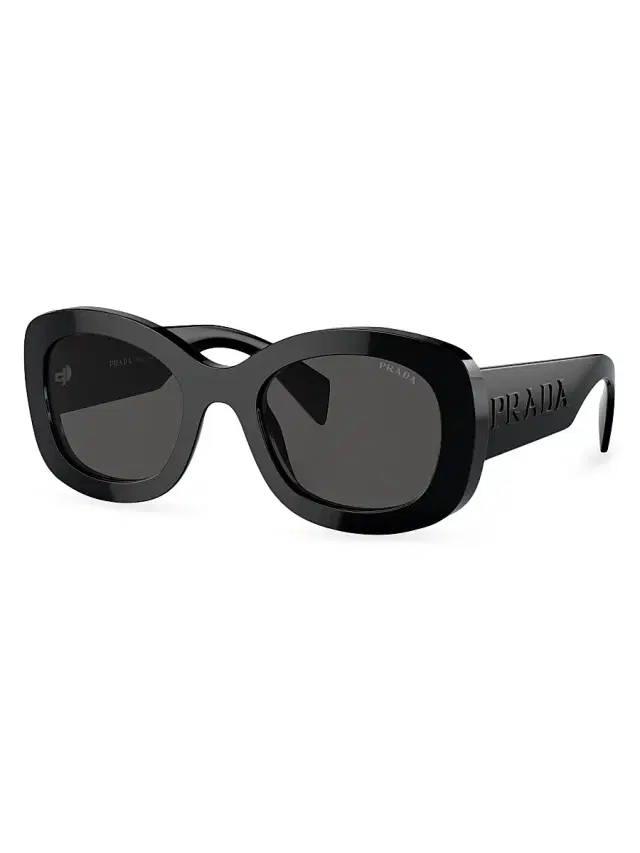 Prada Women's 55MM Oval Sunglasses - Black Dark Grey