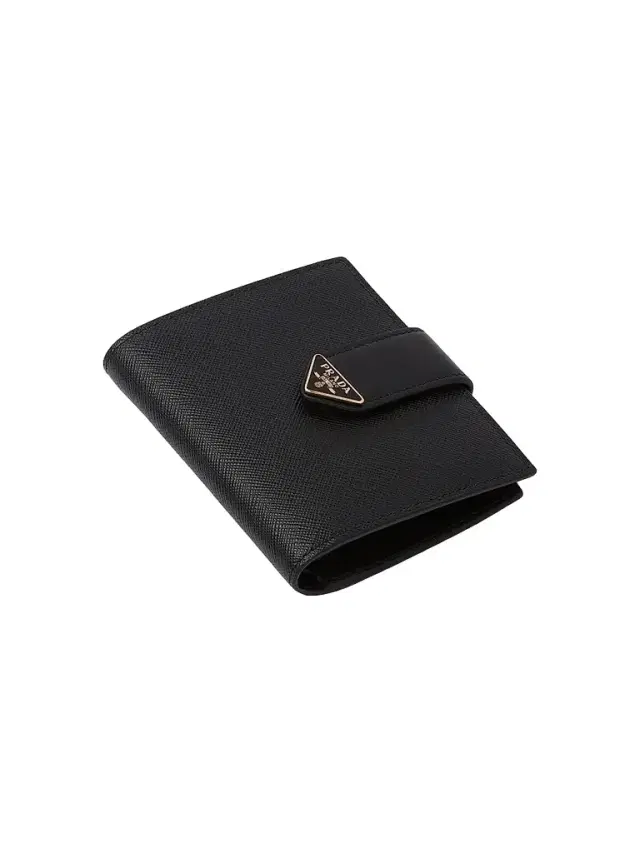 Prada Women's  Saffiano and Smooth Leather Wallet - Black