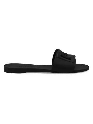 Dolce & Gabbana Women's Interlock Logo Rubber Slides - Black - Size 10 Sandals | Thumbnail 1 Dolce & Gabbana Women's Interlock Logo Rubber Slides - Black - Size 10 Sandals | Thumbnail 1
