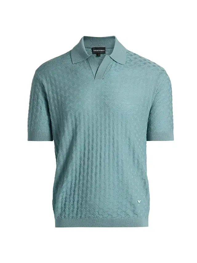 Emporio Armani Men's Tonal Basketweave Wool Sweater - Teal
