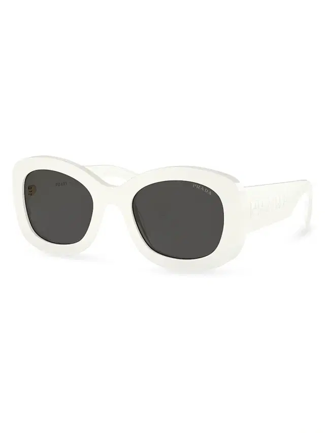 Prada Women's 55MM Oval Sunglasses - White Dark Grey