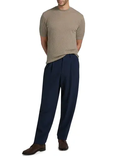 Emporio Armani Men's Tonal Honeycomb Wool Crewneck Sweater - Tan - Size XXL | Thumbnail 2
