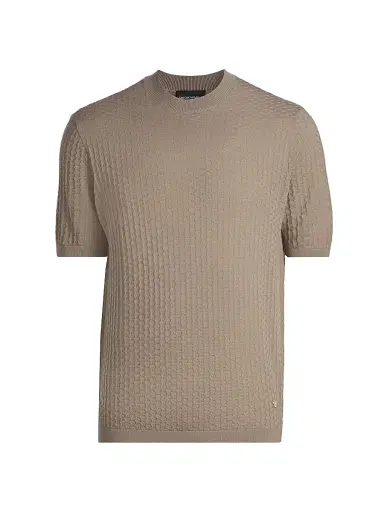 Emporio Armani Men's Tonal Honeycomb Wool Crewneck Sweater - Tan - Size XXL | Thumbnail 1