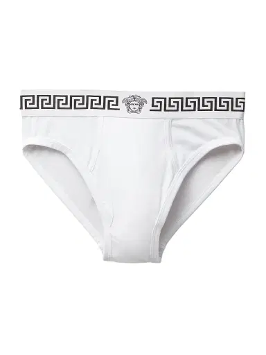 Versace Men's Greca Medusa Head Cotton Jersey Brief - Optical White - Size XL | Thumbnail 1 Versace Men's Greca Medusa Head Cotton Jersey Brief - Optical White - Size XL | Thumbnail 1