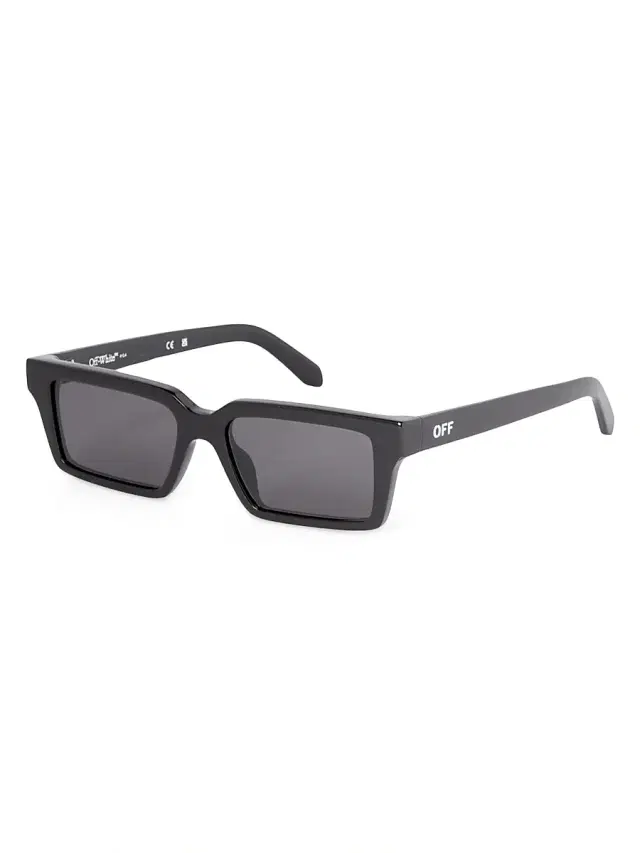 Off-White Men's Warren 54MM Rectangular Sunglasses - Black Dark Grey
