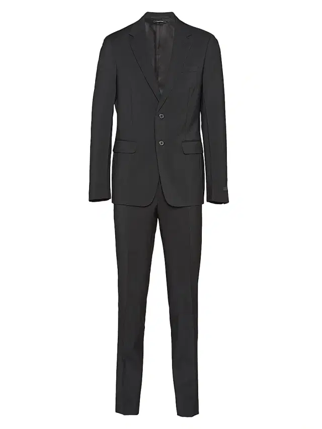 Men's Single Breasted Wool and Mohair Suit - Black