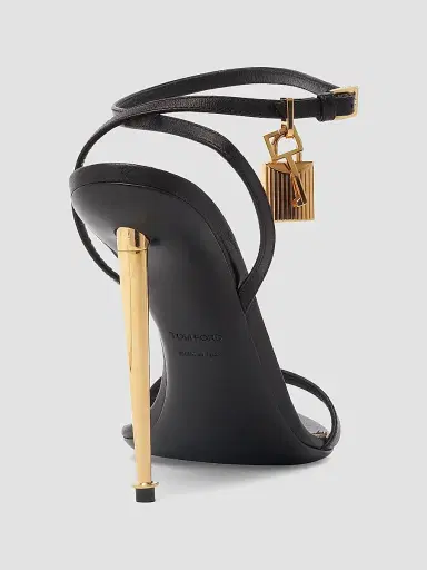 Tom Ford Women's Padlock 105MM Leather Point-Toe Ankle-Strap Sandals - Black - Size 9.5 | Thumbnail 3