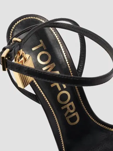 Tom Ford Women's Padlock 105MM Leather Point-Toe Ankle-Strap Sandals - Black - Size 9.5 | Thumbnail 5