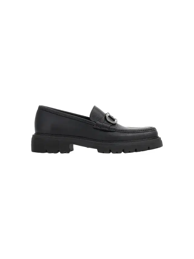 FERRAGAMO Men's Cocoonvit Saddle Leather Loafers - Nero