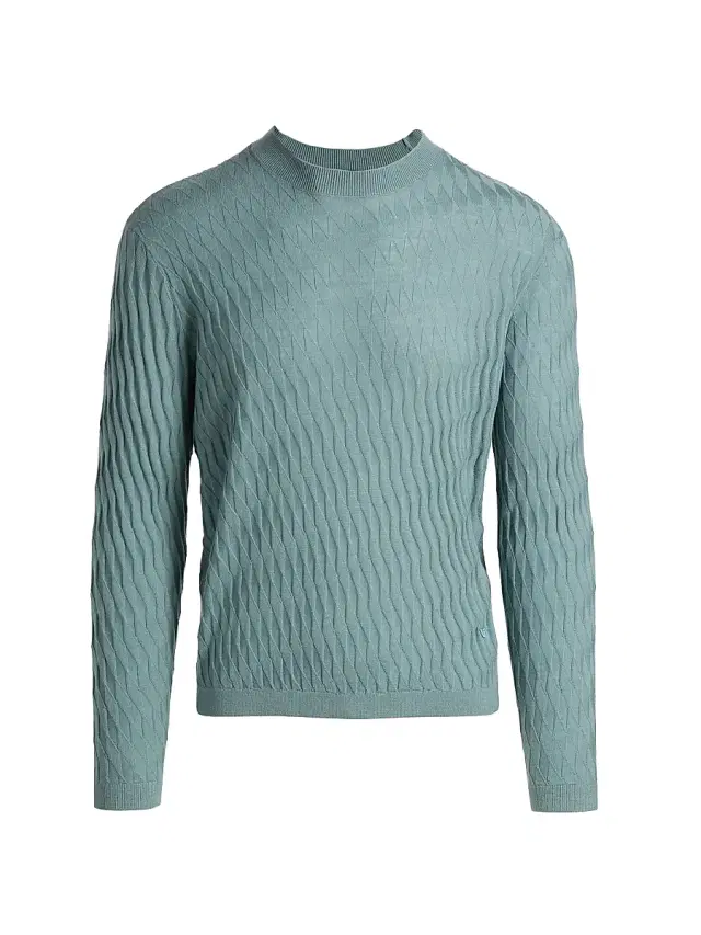 Emporio Armani Men's Diamond Virgin Wool Sweater - Teal