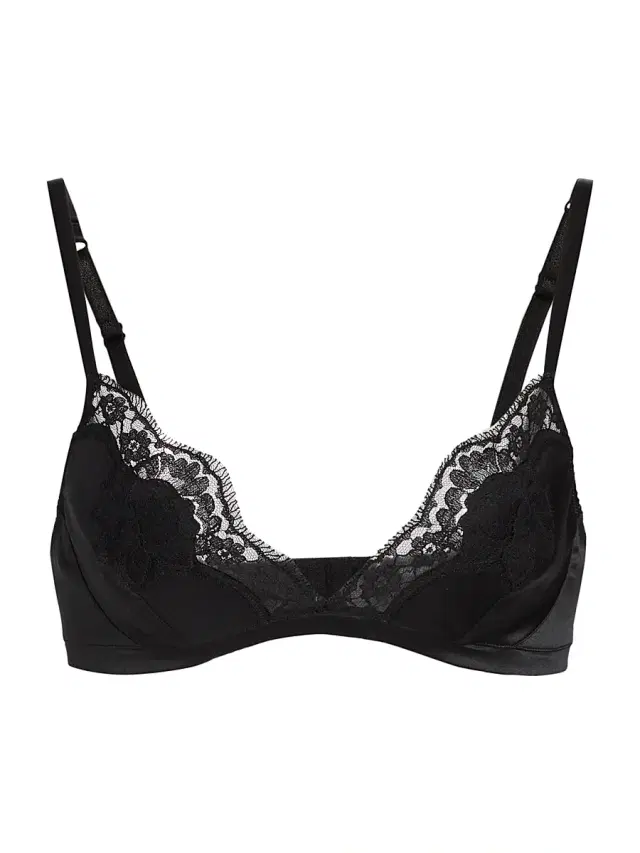 Women's Lace-Trimmed Silk Bra - Nero