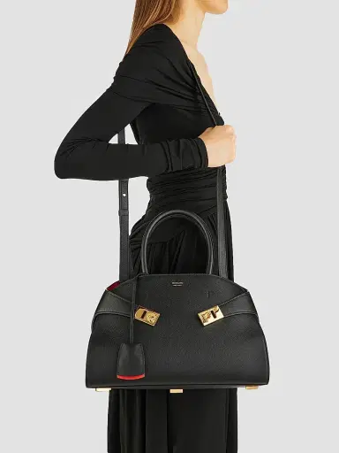 Ferragamo Women's Hug Medium Top Handle Bag - Nero Flame Red | Thumbnail 2 Ferragamo Women's Hug Medium Top Handle Bag - Nero Flame Red | Thumbnail 2