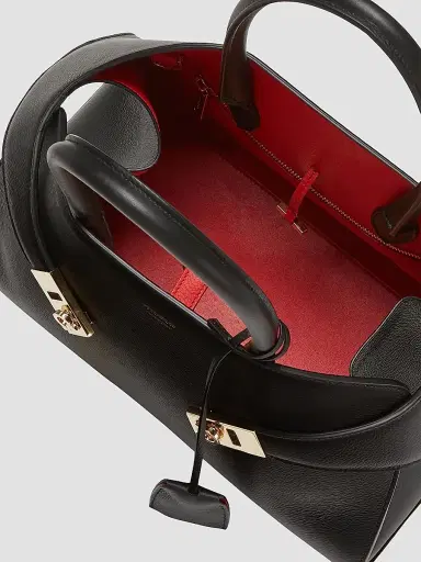 Ferragamo Women's Hug Medium Top Handle Bag - Nero Flame Red | Thumbnail 4 Ferragamo Women's Hug Medium Top Handle Bag - Nero Flame Red | Thumbnail 4