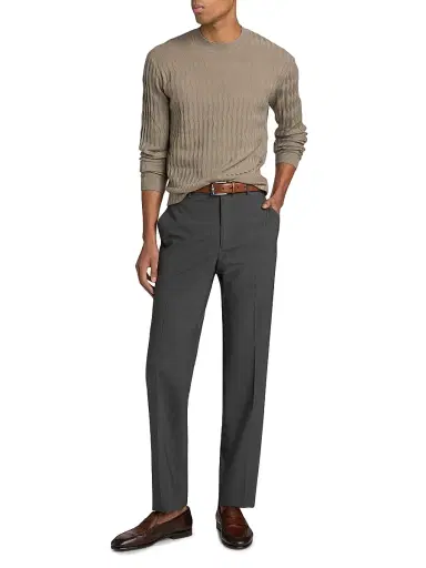 Emporio Armani Men's Diamond Virgin Wool Sweater - Tan - Size XXL | Thumbnail 2