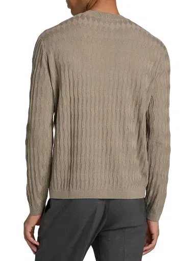 Emporio Armani Men's Diamond Virgin Wool Sweater - Tan - Size XXL | Thumbnail 5