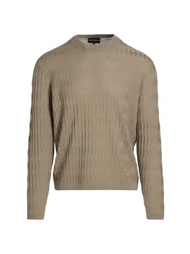 Emporio Armani Men's Diamond Virgin Wool Sweater - Tan - Size XXL | Thumbnail 1